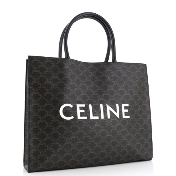 Celine Horizontal Logo Cabas Tote Triomphe Coated Canvas Brown - Picture 2 of 8